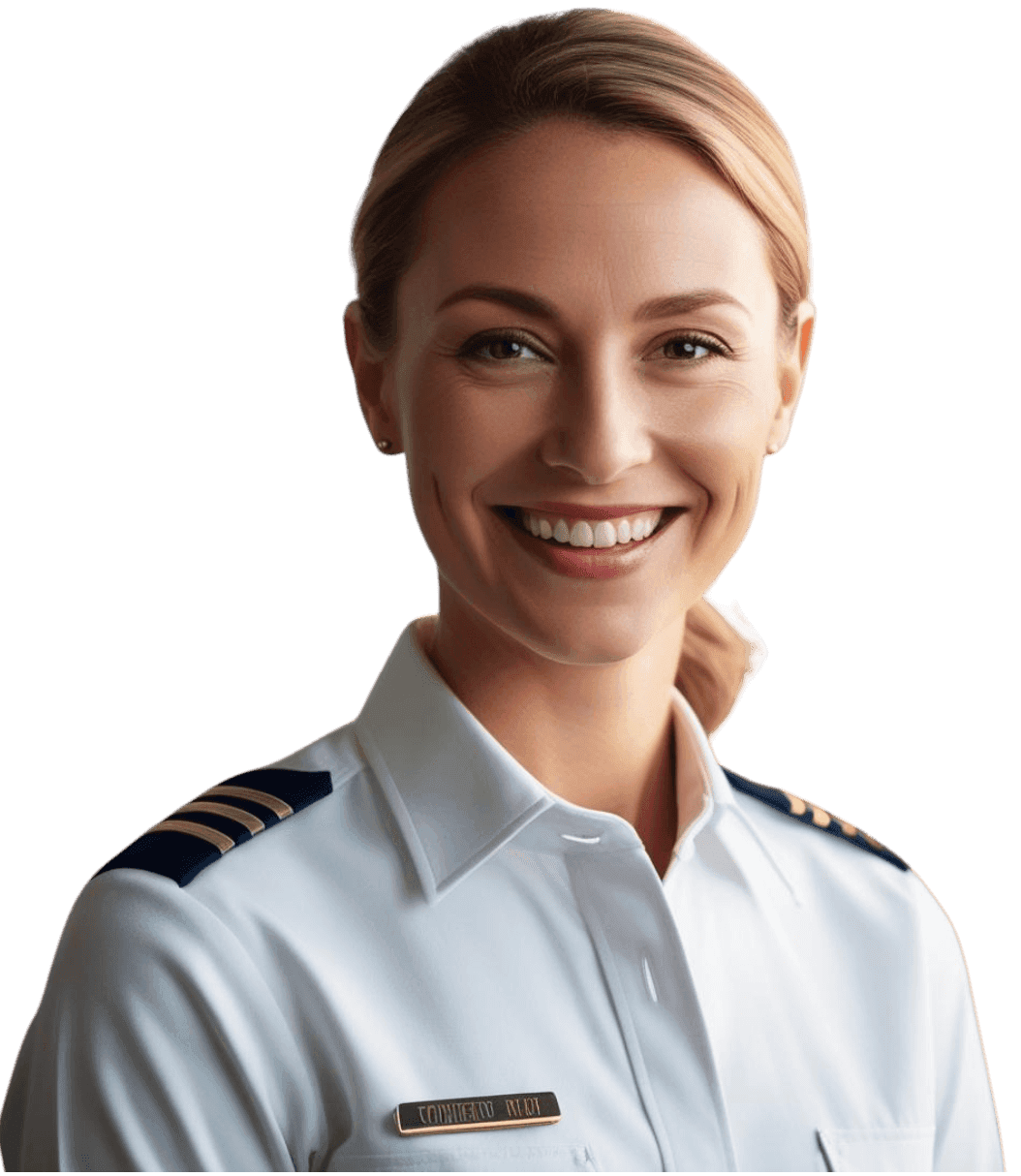 Mulher loira pilota de avião
